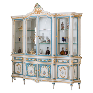 Lujoso palacio francés tallado y pintado gabinete de cuatro puertas estilo europeo dorado muebles clásicos gabinete de vino de madera maciza - Product Image 6