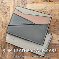 Portefeuille minimaliste en cuir véritable BEST Slim avec blocage RFID pour cartes de crédit et d'identité, porte-passeport, avec logo métallique