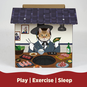 Lits pour chats d'intérieur, maison pour chat en carton avec grattoirs, barbecue coréen, grand mobilier pour chat robuste, condo, tente - Product Image 2