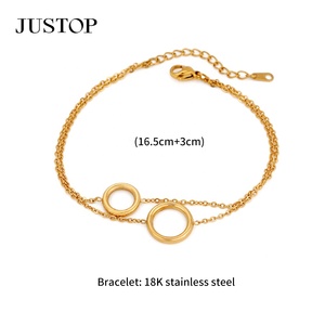 Spot Goods Justop Trendy PVD 18K 24K Gold Plated Stainless Steel Cuban Snake Charm <b>Beaded</b> <b>Bracelet</b> <b>for</b> Women Wholesale - Product Image 2
