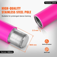 Barra de Baile Giratoria de Acero Resistente con Superficie de Silicona Antideslizante, Equipo Profesional de Pole Dance de 40 mm para Club y Escenario