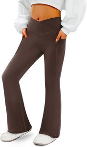 Women's <b>Flare</b> <b>Yoga</b> Pants with Pockets-V <b>Crossover</b> <b>High</b> <b>Waisted</b> Bootcut <b>Yoga</b> <b>Leggings</b>-<b>Flare</b> Workout Gym <b>Leggings</b> - Product Image 3