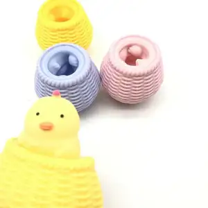 Novidade Brinquedos Engraçado Squeeze Chick Brinquedos Stress Relief Tpr Forma Animal Pop Squeeze Chick Brinquedos Para O Bebê