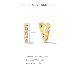 Aros Geométricos Triangulares de Plata S925 con Pavé de Oro de 18K, Modelo CANNER 2023, Versátiles y a la Moda para Mujer - Product Image 2