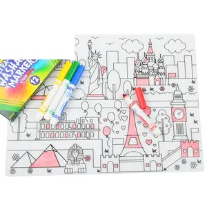 Tapis de dessin en Silicone pour enfants, dessin animé, Doodle magique, peinture éducative, coloré