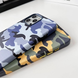 Étui magnétique en cuir Camouflage en cuir véritable avec flanelle Imitation copie étuis de téléphone portable originaux pour <span class=keywords><strong>iphone</strong></span> 15 14 13 12p - Product Image 3