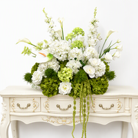 Künstliche Weiß-Grüne Tischblumenarrangements Calla-Lilie Hortensie Rose Rittersporn für Hochzeitstisch Hintergrund Event-Dekoration
