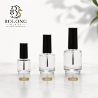 Bouteille de vernis à ongles en verre cylindrique personnalisable avec logo, vente en gros, 100 pièces, 5ml, 10ml, 15ml, avec bouchon à vis, écologique, recyclable, vide