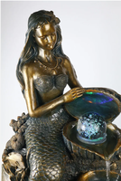 Fontaine Sirène Enchantée avec Boule de Cristal Lumineuse LED, Étanche, Écologique, Décoration Intérieure pour Jardin et Maison, Fontaine d'Eau