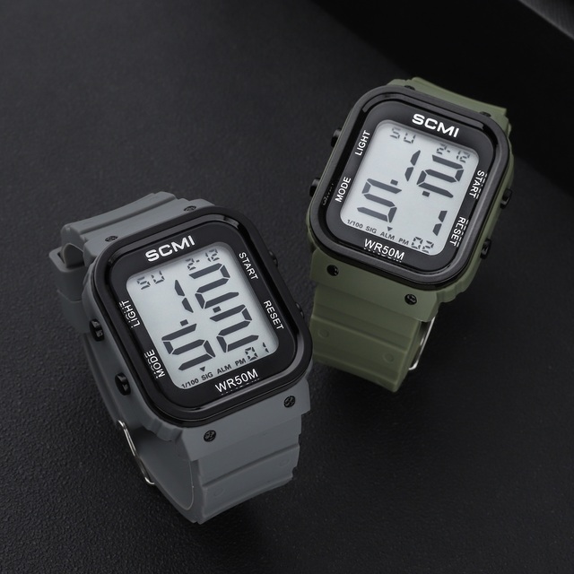 Minimalist Digital Ultra Thin Waterproof Big Numbers Sports Watch LED Backlight Boy Girls Alarm Clock Week Month Stopwatch OEM