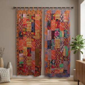 Wholesale Handmade Cotton Sari Patchwork Kantha Home Decor Curtain - Product Image 3