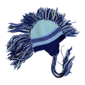 Divertente fatto a mano in maglia di Faux Hair Pride <span class=keywords><strong>Beanie</strong></span> corona romana nappa rossa uncinetto arcobaleno a righe <span class=keywords><strong>Mohawk</strong></span> cappello per le donne - Product Image 1