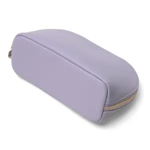 Vintage Cosmetic Bag Purple Makeup Travel Storage Pouch With Zipper Closure Candy Pattern PU Material