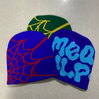 Bonnet Y2K personnalisé de créateur, chapeau d'hiver unisexe de haute qualité en jacquard tricoté, chapeau de luxe avec logo en soie et broderie 3D