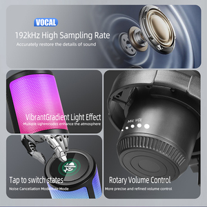 Ensemble de microphone à condensateur USB Green Audio avec support de bureau RGB à désactivation rapide et suspension antichoc pour PC, téléphone, streaming <span class=keywords><strong>YouTube</strong></span> -GAM-ZX798 - Product Image 5