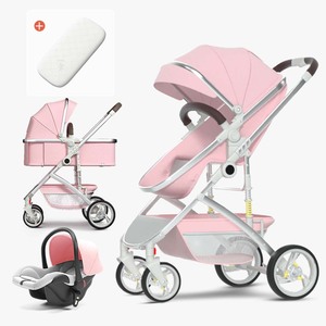 Auto per Bambini. <span class=keywords><strong>Passeggino</strong></span> di Lusso Rosa 3 in 1 con Seggiolino Auto, Carrozzina Pieghevole per Bambina - Product Image 2