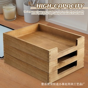Bandeja de Madera para Documentos, Caja de Almacenamiento de Pino Sólido, Organizador de Escritorio Apilable, Porta Archivos Multiusos - Product Image 5