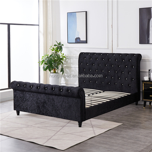 Fabricante de China, suministro de diseño italiano, de lujo modernos muebles de dormitorio, botón de tela copetuda, cabecero alto, cama doble - Product Image 2