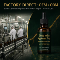 Iode liquide en gouttes Nascent pour le soutien de la thyroïde, stimulant du métabolisme, détoxifiant, végétalien, sans OGM, 200 portions, 1 oz, marque privée OEM