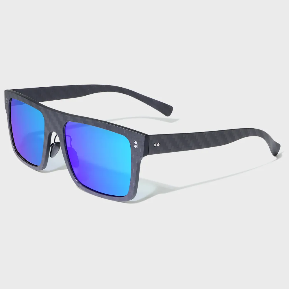 Мужские квадратные солнцезащитные очки Yeetian, синие зеркальные линзы, солнцезащитные очки Quicksilver с пружинным шарниром из углеродного волокна