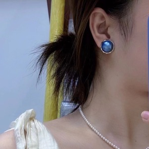 Colgante de Perla Mabe Azul Cielo Estrellado Mabei World, Engaste de Plata S925, Perla Cultivada Redonda de 18-19 mm, Estilo Clásico Unisex - Product Image 2