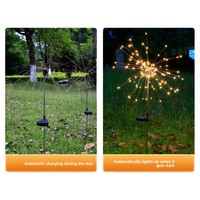 Lumières de feux d'artifice solaires, guirlandes lumineuses en fil de cuivre, lumières féériques extérieures étanches à insérer dans le sol, pour patios, Noël et autres occasions