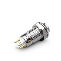 Interrupteur à bouton-poussoir momentané auto-réinitialisable en laiton nickelé, étanche, avec anneau lumineux LED haute luminosité de 10 mm