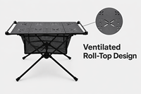 Plateau de table pliable en alliage d'aluminium, table pliante avec panier de rangement en maille, table pliante en alliage d'aluminium, table de camping