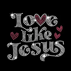 Amour Comme Jésus Bling Lettre Strass Transfert Personnalisé Divers Strass Couleur Strass Appliques Concevez Votre Propre Logo