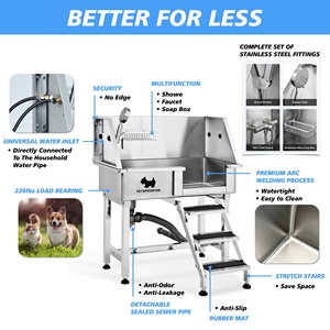 Baignoire <span class=keywords><strong>de</strong></span> toilettage pour chien en acier inoxydable portable, en stock, vente en gros professionnelle, écologique, machine à laver pour bain, utilisation en extérieur/intérieur - Product Image 2