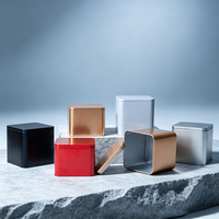 Boîte carrée en fer blanc avec couvercle séparé, plusieurs couleurs en stock, boîte métallique vide pour emballage cadeau
