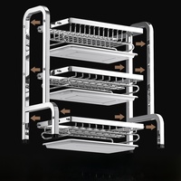 Égouttoir à vaisselle 2/3 niveaux en acier inoxydable, grand modèle, à poser sur l'évier avec bac de drainage, pour rangement sur comptoir de cuisine