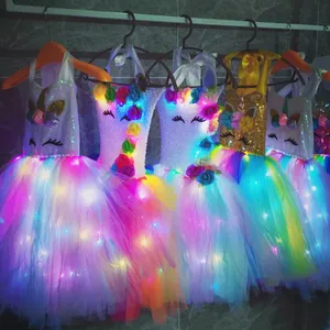 Tianshinyou — costumes licorne pour enfants, robe illuminée avec LED, pour cadeau d'anniversaire, Halloween, 2022