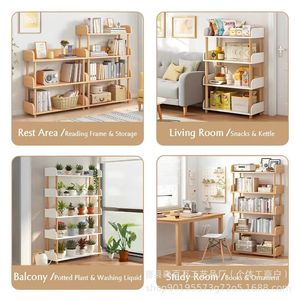 Wooden Multi Tier Bookshelf 4 Layers Space Saving Storage Rack For Living Room <b>Bedroom</b> Display <b>Shelf</b> - Product Image 3