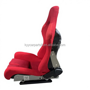 เบาะนั่งรถแข่ง MJ Modified สำหรับรถยนต์ฮอนด้า เบาะนั่งแบบ <span class=keywords><strong>Recaro</strong></span> สีเหลืองคาร์บอนไฟเบอร์ หุ้มผ้ากำมะหยี่สีแดง - Product Image 4