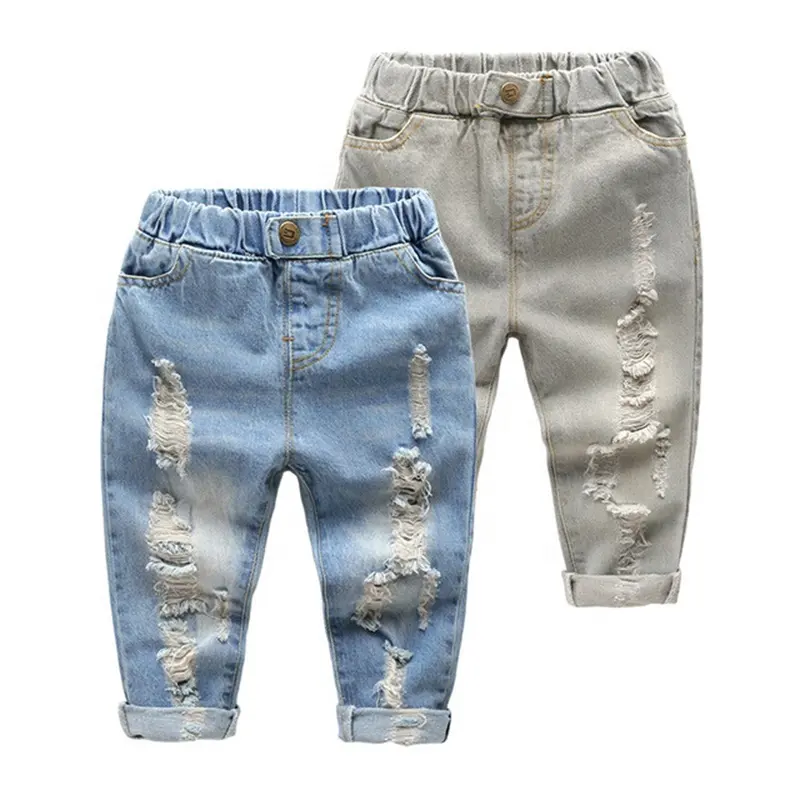 Customized Winter Children Clothing 90-130cm Fringe High Waist Jeans Pants Denim Sweat Trousers