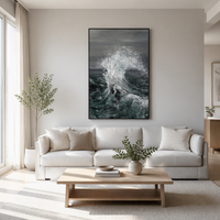 Peinture à l'huile sur toile personnalisée, peinte à la main, épaisse, bleue, paysage abstrait 3D, vagues océaniques, décoration murale pour la maison