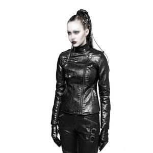 Abrigo de invierno con cuello vuelto y bolsillos Chaqueta de cuero de gran tamaño con remaches y tachuelas para mujer - Product Image 5