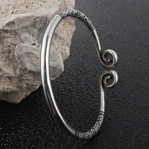 yunnique Titanium Steel Open <b>Bangle</b> Unisex Retro Stainless Steel Jewelry 280714 - Product Image 4