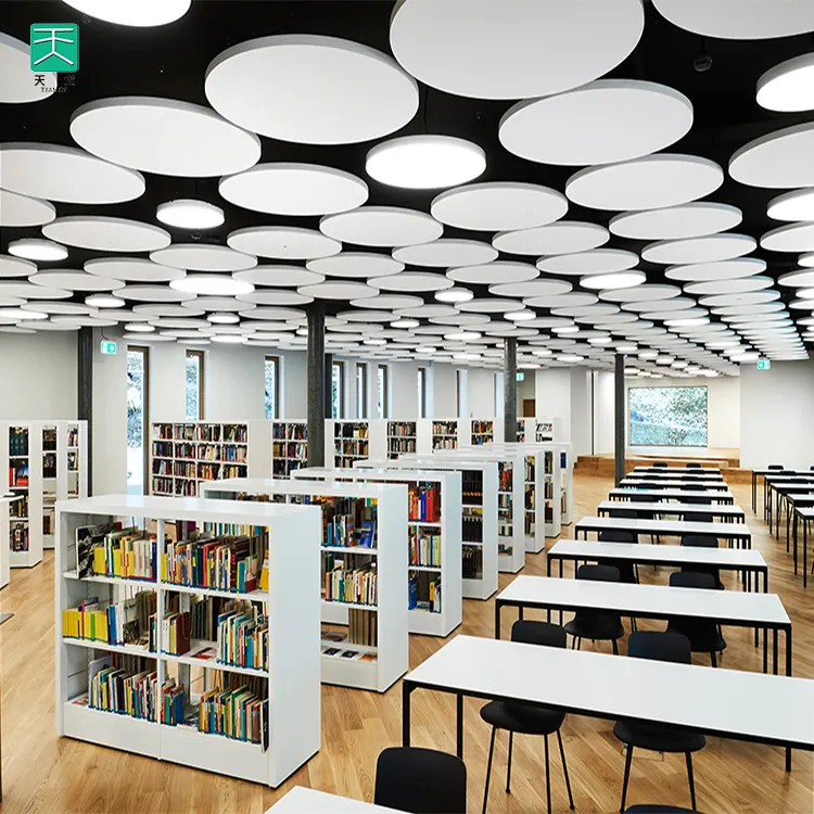 TianGe School Schalla bsor bierende hängende runde Glasfaser platte dekorative akustische Deckenplatten