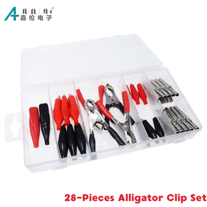 Jialun คลิปจระเข้หุ้มฉนวน28ชิ้นกล่อง PP วัสดุชุบนิกเกิลสำหรับทดสอบการชาร์จขั้วต่อจีบ - Product Image 5