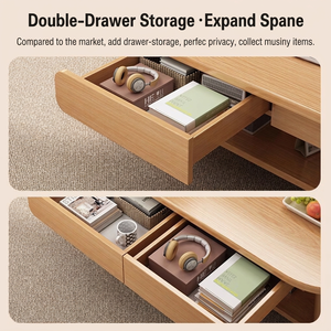 Table basse moderne en bois écologique avec tiroirs de rangement et pieds coniques pour petit appartement - Product Image 3