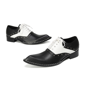 Zapatos de Cuero de Diseño de Lujo NA853 para Hombre, Zapatos <span class=keywords><strong>Oxford</strong></span> Blancos y Negros con Punta, Calzado Formal para Boda, Zapatos Hombre - Product Image 2