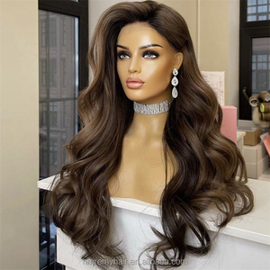 13x4 HD para peluca Frontal de encaje 16 pulgadas cabello judío humano crudo sin pegamento prearrancado Color marrón destaca encaje Natural - Product Image 2