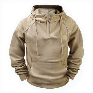 <b>Men</b> <b>Black</b> Quarter Zip Hoodie Raglan Sleeve Knitted Polyester Breathable Casual Autumn Wear Front Pocket Design Regular Fit - Product Image 2