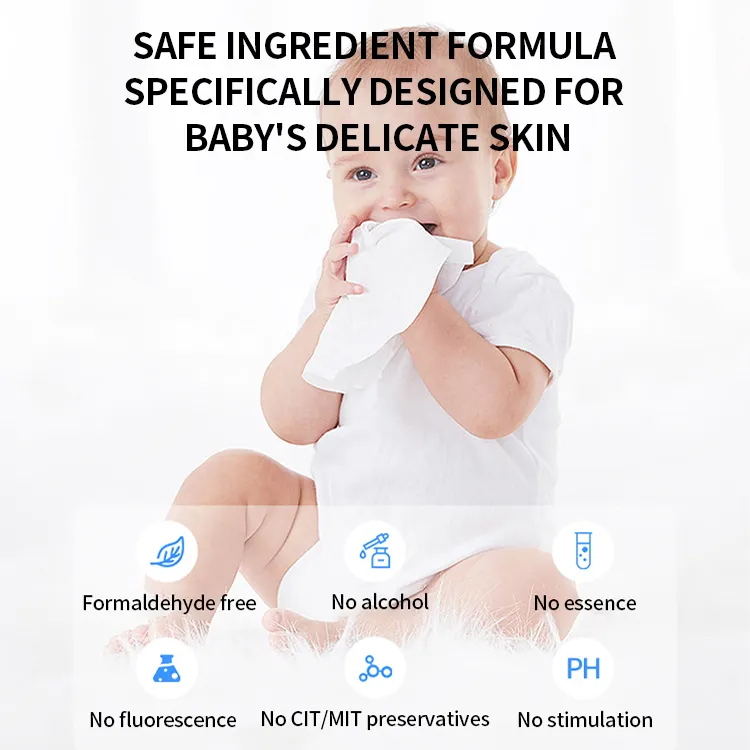 बच्चों के लिए 100% बांस प्राकृतिक कपड़ा बायोडिग्रेडेबल ऑर्गेनिक बेबी वाइप्स गीले वाइप्स