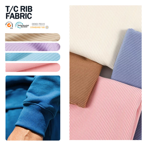 Tela de Punto Acanalado Fino sin Costuras de Algodón, Poliéster y Spandex 2x2, 2x1, 1x1 para Puños de Ropa - Product Image 1