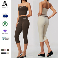Avrupa Amerikan Straplez Atlet Tayt Spor Seti-Vücudu Sarıyan Kalça Kaldırıcı Göbek Kontrol Eden Yoga