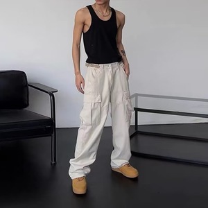 2024 pantaloni da uomo a sei tasche da esterno pantaloni larghi in Nylon Hip Hop e <span class=keywords><strong>Beige</strong></span> pantaloni <span class=keywords><strong>Cargo</strong></span> Unisex da uomo - Product Image 2