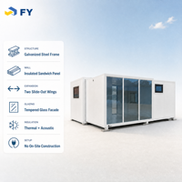 Maison préfabriquée modulaire de luxe Fengyuan, conteneur écologique extensible à énergie solaire, monté sur remorque, avec cabine coulissante